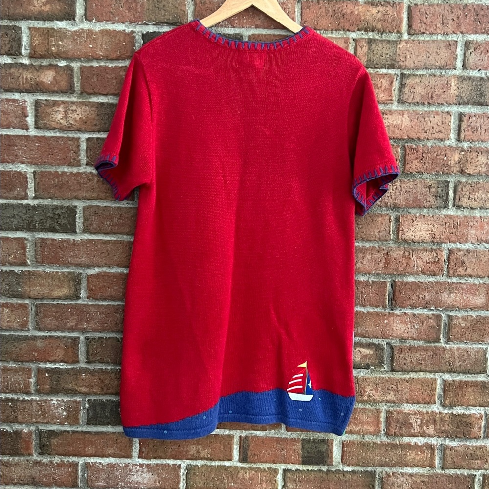Vintage Quacker Factory Nautical themed shortsleeved sweater size M - Picture 5 of 6
